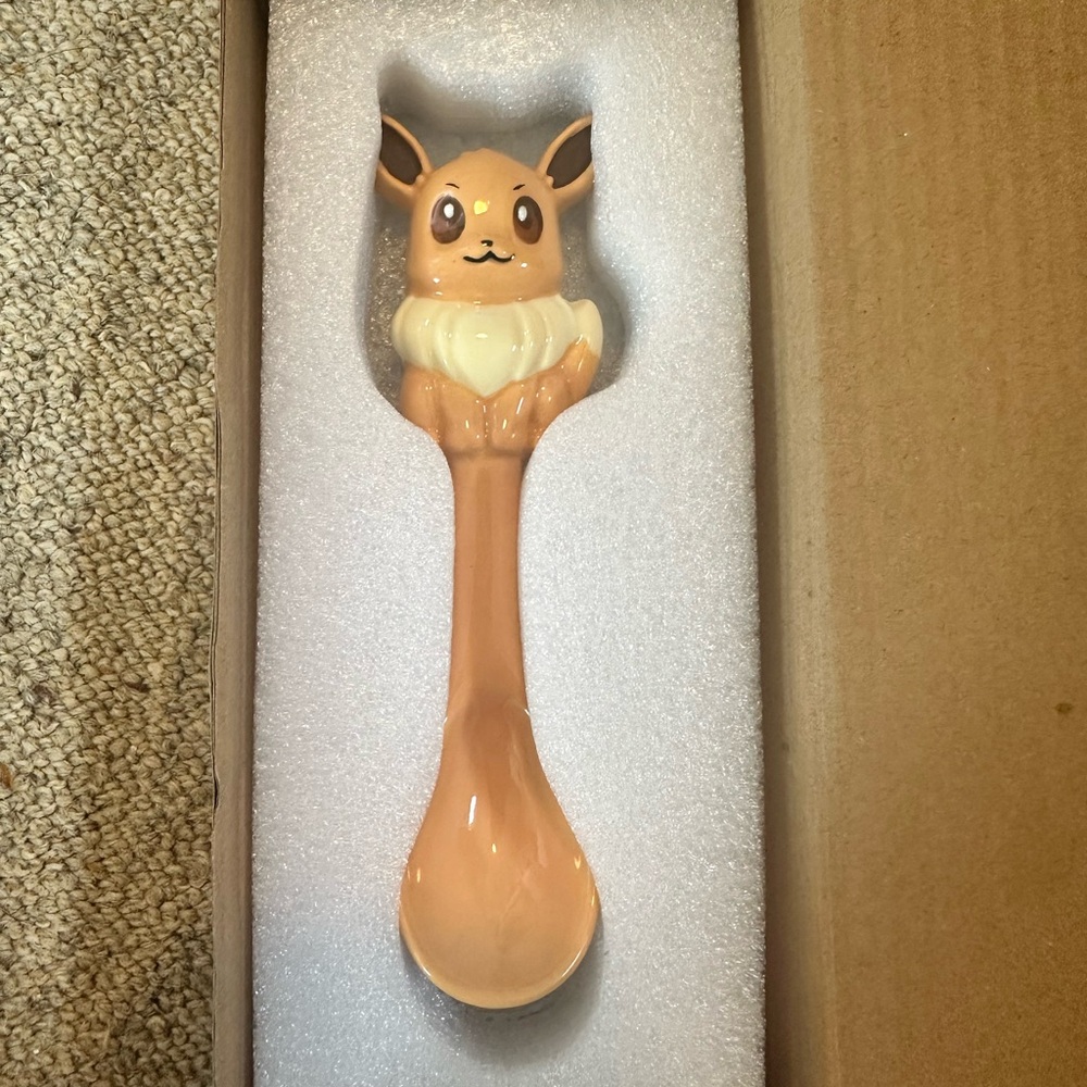 Pokemon Eevee Ceramic Spoon - Peach and Cream Colors